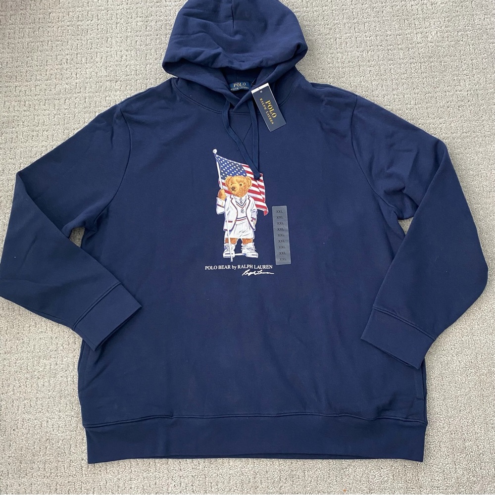 NWT Polo Ralph Lauren Patriotic Bear Sweatshirt Navy Color